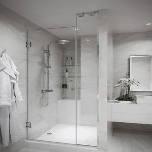 Porte de douche d'hôtel sans cadre salle de bains porte en verre trempé cabine de douche salle de bains verre de douche