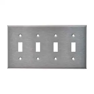 4-Gang Toggle Wall Receptacle Cover Plate Stainless Steel Wall Plate