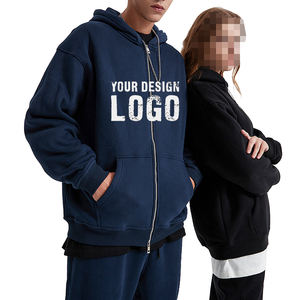 Sudadera con Capucha Extra Grande para Hombre, Informal, con Doble Cremallera, para Otoño e Invierno, al por Mayor, OEM, con Forro Polar, Sudadera con Capucha y Cremallera para Hombre - Product Image 5