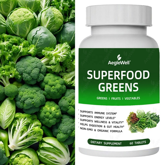 AegleWell Superfood Greens Tablets Greens, Fruits & Veggies Supplement, Supports Energy & Gut Health, OEM/ODM Customizable