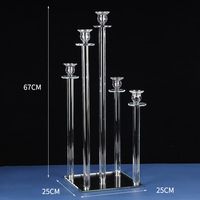 Support de chandelier en cristal pour centre de table, bougeoir conique en cristal avec support de chandelier à perles de cristal pour mariage, fête, cheminée