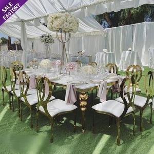 OEM Event Party <b>Table</b> Rectangle White Top Stainless Steel Classic High Quality Cheap Hotel Banquet Chairs Furniture For Wedding - Product Image 1