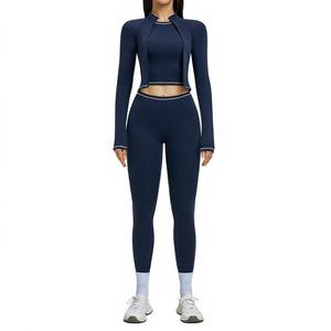 Set Yoga da Donna Yoke Tre Pezzi con Reggiseno, Design Color Block, Antipiega, Traspirante, in Spandex/Nylon, Vestibilità Slim per <span class=keywords><strong>Sport</strong></span> all'Aperto - Product Image 6