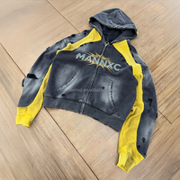 Sudadera con capucha de felpa francesa 100% algodón con logo personalizado, efecto desgastado vintage, estilo streetwear, estampado serigrafiado, con cremallera, oversize y corte cropped.