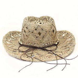 Sombrero de Paja Natural Tejido a Mano para Hombre y Mujer, Estilo Vaquero Occidental, para Verano y Actividades al Aire Libre - Product Image 3