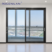 Porte coulissante en aluminium ROGENILAN AS2047, double vitrage trempé, porte extérieure insonorisée et écoénergétique, balcon, patio