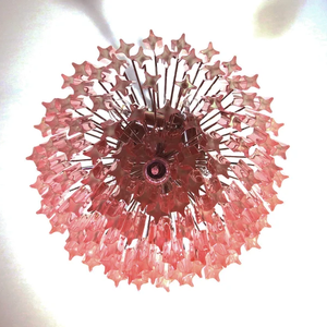 Splendido <span class=keywords><strong>Lampadario</strong></span> Vintage Grande in Vetro di Murano <span class=keywords><strong>Rosa</strong></span> con Prismi - Product Image 5