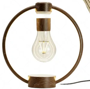 Nueva bombilla de lámpara flotante de levitación magnética con marco de metal redondo para regalo y decoración del hogar