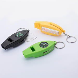 Silbato de supervivencia cuatro en uno con brújula y termómetro, llavero verde multifuncional compacto para seguridad en actividades al aire libre - Product Image 4