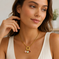 Pendentif en zircone en forme de goutte d'eau en acier inoxydable plaqué or SongYi, chaîne à maillons tendance, bijoux pour cadeau