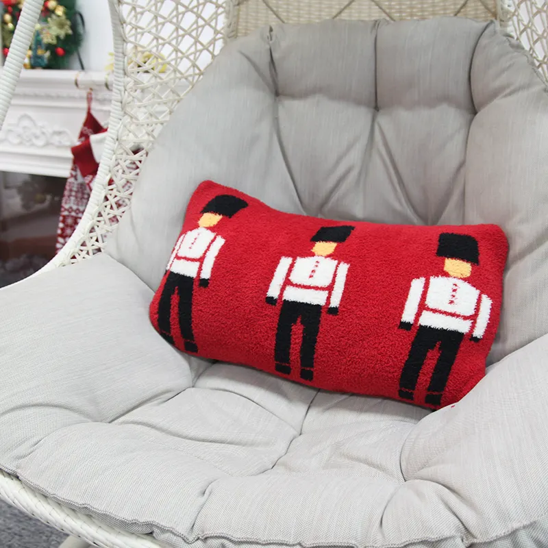Weihnachten benutzer definierte Logo-Design 14*24 Zoll lustige Muster Polyester gestrickt Sofa Kissen bezüge dekorative Home