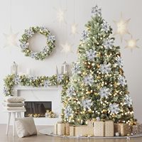 LINGKAI Vente en gros de fleurs artificielles en paillettes rouges et dorées pour Noël, poinsettia pour la décoration d'arbres de Noël et de couronnes