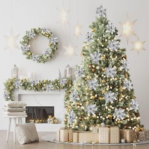 LINGKAI Fiori Artificiali Poinsettia Rossi Glitterati con Polvere Dorata per Decorazioni Natalizie, Alberi e Ghirlande - Product Image 4
