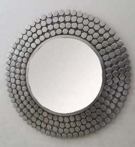 Modern Round Metal Wall <b>Mirror</b> With Hexagonal Frame Decorative <b>Mirror</b> - Product Image 1