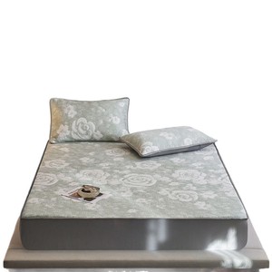 [Brand] Cooling Fitted Sheet Mat 1.5m 1.8m Ice Silk Modern Style Washable Summer <b>Bedding</b> <b>Set</b> - Product Image 3