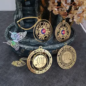 Collar de Joyería con Colgante de Marcador de Libros de Metal Calado con Constelaciones Giratorias de Moda - Product Image 1