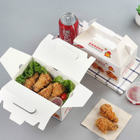 Vente en gros de hamburger restauration rapide frites coréennes ailes de poulet frites boîte en papier d'emballage pour livraison de nourriture à emporter avec poignée