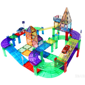 Wellbbplay 80 pièces Jouets STEM DIY Blocs Magnétiques Circuit de Course Magnétique pour Enfants Jouets Éducatifs <span class=keywords><strong>Magnatiles</strong></span> pour Enfant - Product Image 5