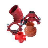 Coude en fonte ductile de 2 pouces peint pour la protection contre l'incendie, raccord rainuré pour les systèmes de gicleurs et de lutte contre l'incendie