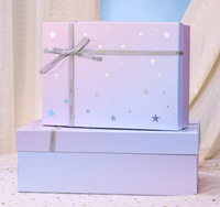 Boîte rigide en papier enduit motif ciel étoilé dégradé |   Matériaux recyclés |   Design de luxe |   Boîte à cadeaux de qualité supérieure |   Impression à quatre couleurs avec paillettes