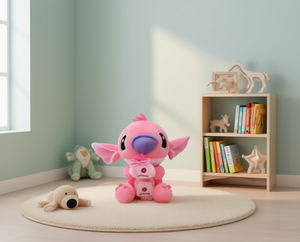 Peluche Stitch 22cm-26cm rose, douce, pour la décoration de chambre de filles, cadeau d'anniversaire, design moderne, forme ronde en tissu - Product Image 2