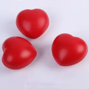 Promocional al por mayor personalizado de espuma PU logotipo personalizado de impresión rojo amor forma de corazón Bola de estrés alivio suave de alta calidad Bola de estrés