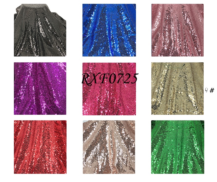 The Industry China Wholesale RXF0725C 3mm Mesh Lace Fabric with Embroidery and Sequin for Garments