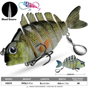 9cm 24.6g 15 Couleurs Multi Joint Leurre Dur Appât <span class=keywords><strong>De</strong></span> Pêche Swimbait Shore Casting Leurre Dur Basse Appât 6 Segmenté Leurres <span class=keywords><strong>De</strong></span> Pêche - Product Image 3