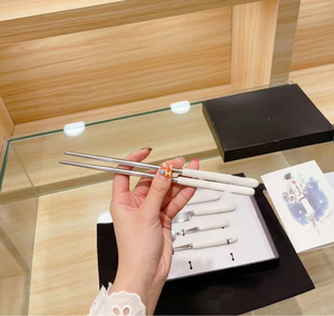 Eco-Friendly Stainless Steel Tableware <b>Set</b> with <b>Ceramic</b> Handles Includes <b>Knife</b> Fork Spoon Chopstick-for Dinnerware - Product Image 4