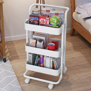 Estante de almacenamiento de carrito móvil pequeño, carrito de herramientas para el hogar de múltiples capas, marco de hierro, cesta de plástico, estante de almacenamiento - Product Image 3