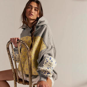 Obral besar Fashion musim gugur musim dingin pulover desain bordir Hoodie bertudung perca wanita Fit longgar kasual desain bordir - Product Image 1