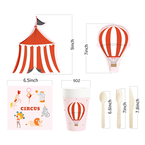 Kit de Fiesta Infantil con Temática de Circo DAMAI, con Platos y Vasos Desechables de Papel, Pancarta para 10 Personas, Juego de Vajilla para Fiesta - Product Image 6