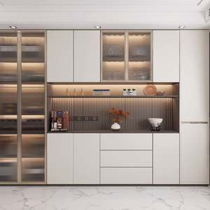 ตู้ไซด์บอร์ดไม้เนื้อแข็งสไตล์โมเดิร์นหรูหรา สำหรับห้องครัว ห้องนั่งเล่น เฟอร์นิเจอร์บ้าน พร้อมฟังก์ชั่นจัดเก็บและโชว์ไวน์ ตกแต่งสวยงาม - Product Image 3