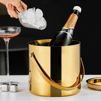 Seau à glace isotherme en acier inoxydable à double paroi 3L, anti-condensation, pour champagne, cocktails, bar, hôtel, restauration