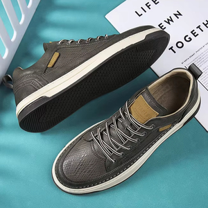 Nuevos zapatos planos de cuero informales para hombre, zapatos casuales deportivos blancos para correr lento con aumento de altura, diseño transpirable de malla de lujo - Product Image 6