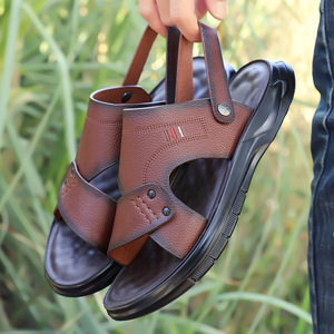 Sandalias de Plataforma de Cuero para Hombre, Negras y Marrones, Estilo Casual, para Playa, Transpirables, Verano 2026 - Product Image 1