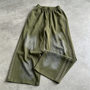 Custom Cotton Casual Baggy Sweatpants Men Distressed Sun Faded Acid Wash <b>Vintage</b> Rhinestone <b>Track</b> <b>Pants</b> & Joggers - Product Image 2