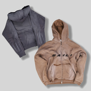 Sudadera con capucha extragrande desgastada en blanco de algodón personalizada del fabricante para hombre con cremallera Sudadera con capucha lavada con ácido para hombre - Product Image 1