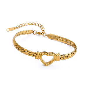 Stainless Steel Heart <b>Bracelet</b> 18K Gold Plated Women's Fashion Jewelry Gift - Product Image 5