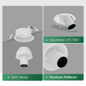 XRZLux 8W lampu sorot <span class=keywords><strong>LED</strong></span> langit-langit tersembunyi, lampu sorot Modern antisilau COB dalam ruangan dapat disesuaikan dapat diredupkan