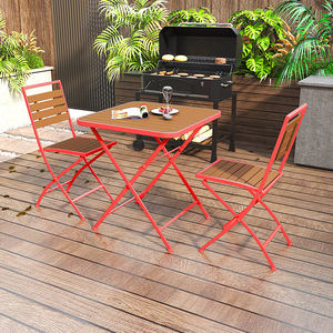 आधुनिक आउटडोर तह कुर्सी और टेबल सेट धातु लकड़ी और लोहे की कला वाटरप्रूफ अवकाश बालकनी कैफे दूध चाय की दुकान के लिए - Product Image 3