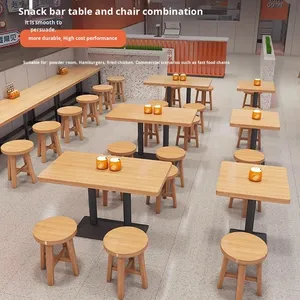 Ensemble de chaises de <span class=keywords><strong>table</strong></span> modernes pour restauration rapide <span class=keywords><strong>Tabouret</strong></span> en bois massif pour restaurant commercial Cantine pour <span class=keywords><strong>snack</strong></span> simple Chaîne de nouilles - Product Image 3
