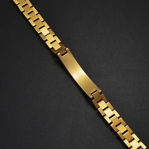 Trendy Jewelry 18K Gold Plated Stainless Steel Punk <b>Watch</b> Link Chain Blank Plate Bracelet for Men <b>Women</b> - Product Image 4