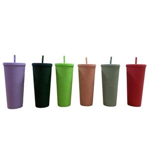 Taza de plástico negro mate <span class=keywords><strong>Durian</strong></span>, vaso de café de doble capa sin BPA reutilizable de 710ml, botella de plástico <span class=keywords><strong>durian</strong></span> con tapa de paja - Product Image 5