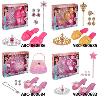 Jouets chanceux princesse bijoux Boutique habiller chaussure jeu de rôle accessoires de mode couronne anneau boucle d'oreille colliers filles beauté cadeau