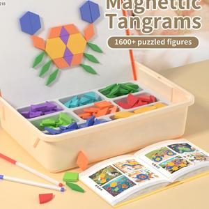 Tangram magnetico 210 pz gioco da tavolo logica Puzzle geometrico giocattolo educativo Tangram Puzzle - Product Image 3