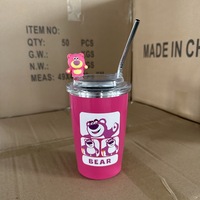 2023 Vietnam 450ml gros motif ours en acier inoxydable Double paroi tasses à café gobelet avec paille pour les filles