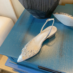 <span class=keywords><strong>Sandali</strong></span> Piatti <span class=keywords><strong>Argento</strong></span> <span class=keywords><strong>con</strong></span> Strass Nuove Scarpe da Ragazza <span class=keywords><strong>con</strong></span> Cristalli e Punta a Spillo - Product Image 4