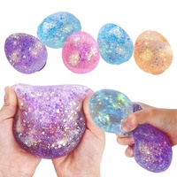 Jouet Squishy en Maltose et Œuf, Balle Anti-Stress Transparente avec Paillettes, Jouet à Presser à Rebond Lent, Jouet Sensoriel Fidget, Décompression en Gros