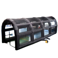 Tente Gonflable Noire 12 pieds+ Montage Facile Fermeture Éclair Pompe à Air Électrique Alimentée par Prise Étanche Utilisation Camping Extérieur